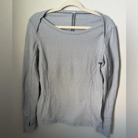 Lululemon Kanto Catch Me Long Sleeve Heathered Gray Herringbone White Slate 12 - Picture 2 of 10